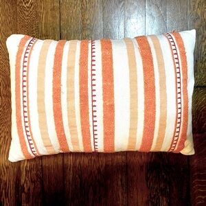 Pier 1 throw pillow coral orange stripes
